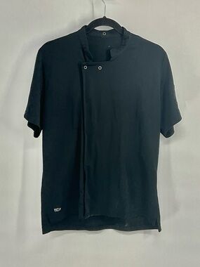 TILIT Pro Chef Black Short-Sleeve Asymmetrical Snap-Detail Shirt M